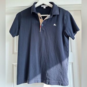 Burberry boys black polo shirt nova check size 14